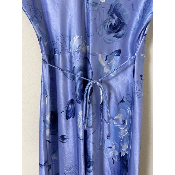 Vintage California Dreaming Dress Women's L silky coquette blue‎ floral spring - Picture 7 of 8